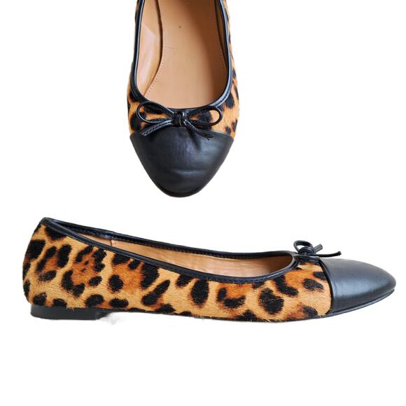 J CREW Leopard Calfhair Captoe Hair Ballet Flats Size 7 - Picture 2 of 9